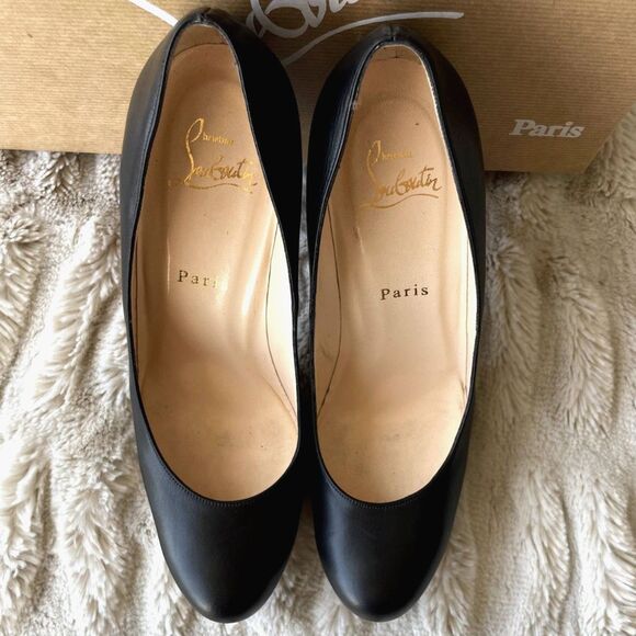 Louboutin Bruges 120 Black Leather Pumps Size 38.5 (US 8.5) - Picture 3 of 8